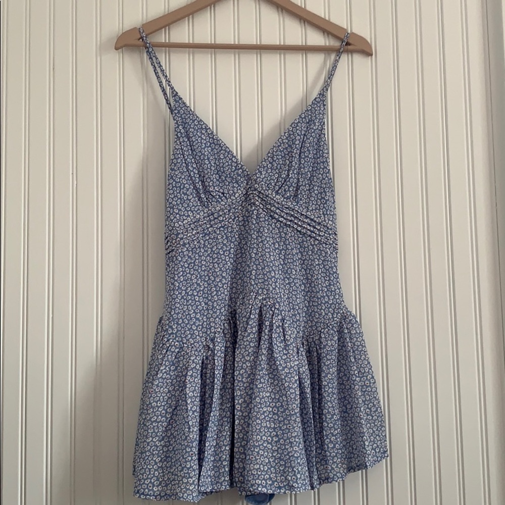 Blue Flowered Dress Romper